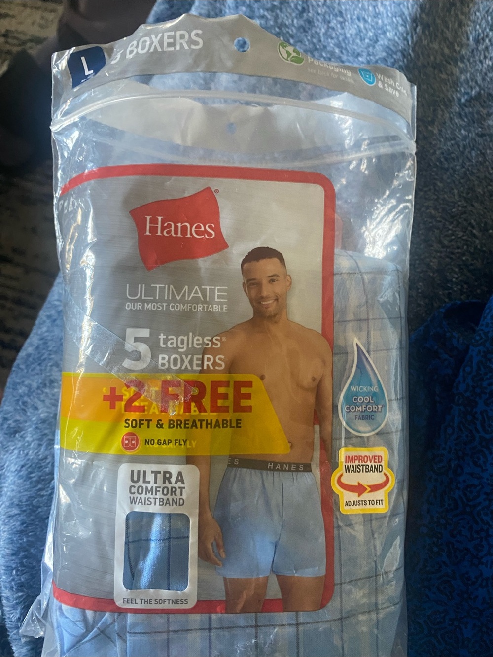 Hanes Light Blue Men's Ultimate Tagless Boxers - 7-Pack